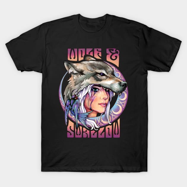 Wolf & Swallow - Art Nouveau [FIRE] T-Shirt by Lix